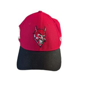 New Era Red & Black Cooperstown Baseball Cap With Laughing Devil Face M/L